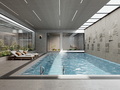 Basement Pool Modern Pool 3d model