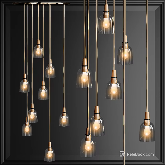 Modern Pendant Lights With Glass Shades And Brass Bases For Interior Decoration 3d model 