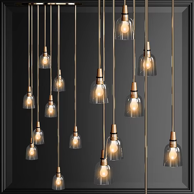 Modern Pendant Lights With Glass Shades And Brass Bases For Interior Decoration 3d model