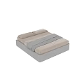 Modern Double Bed With Soft Mattress Beige Bedding Two Pillows And Gray Frame 3d model