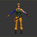 Game Movie Character In Yellow Cap Green Vest Blue Sleeves Yellow Pants With Tool Belt
