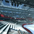Indoor Ice Hockey Rink Sports Facility With Audience Seats And Ice Surface Layout