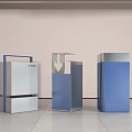 Modern Public Facility Trash Bins With Blue Silver White Design And Classification Function 3d model