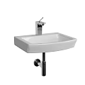White Ceramic Washbasin With Chrome Faucet And Pedestal Stand Modern Design