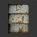 Rusty Banded Oil Drum With Peeling Paint And Rust On Dark Reflective Surface 3d model