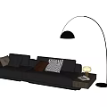 Modern Multiplayer Sofa Fishing Floor Lamp Leather Sofa 3d model