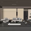 Modern Living Room with Light Colored Sofa Coffee Table and Floor to Ceiling Windows