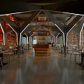 Modern Bar Interior With Wooden Counter Leather Seats And Ambient Lighting Design