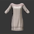 Pastel Pink Beige Polka Dot Round Neck Half Sleeve Simple Women Dress