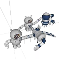 Astronaut Themed Play Equipment With Slides Climbing Nets And Connecting Structures 3d model