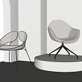 Modern Minimalist Transparent Acrylic Single Chair With Black Metal Legs On White Display Stand