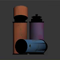 Colorful Cylindrical Household Storage Containers Stacked Purple Orange Blue for Home Use