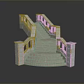 Curved Staircase Architectural Design With White Railings And Beige Steps