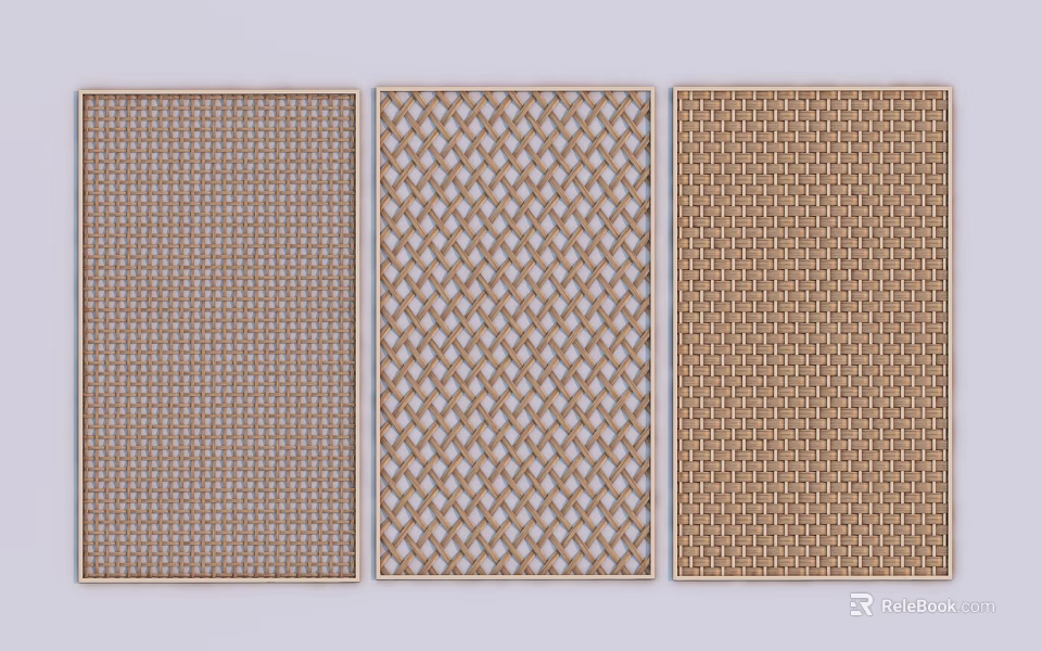 Decorative Metal Room Dividers With Three Different Patterned Mesh Designs 3d model 