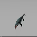 Blue Spotted Ichthyosaur Model With Open Mouth Long Body And Flippers On Dark Reflective Background