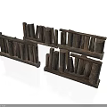Rustic Wooden Fence Railings Multiple Decorative Structures With Natural Texture 3d model