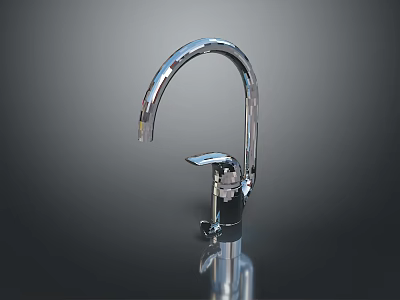Modern Chrome Kitchen Faucet With Sleek Design And Single Handle 3d model
