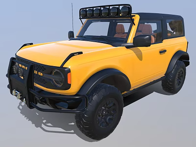 Yellow Off road SUV With Black Roof Rack Bumper And Large Tires 3d model