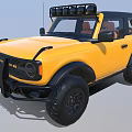 Yellow Off road SUV With Black Roof Rack Bumper And Large Tires