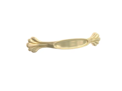 Elegant Golden Decorative Handle With Oval Shape And Petal End Metal Material 3d model
