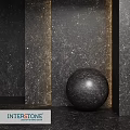 Decorative Black Spherical Component With Textured Wall And Golden Accent Frames