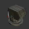 Military Weapon Rocket Launcher With Cube Structure And Circular Openings On Base Near Small Rocket 3d model