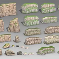 Realistic Stone and Wood Models with Various Shapes and Textures 3d model
