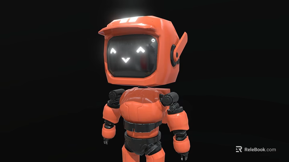 Smart Machine Orange Robot With Glowing Eyes And Modern Compact Design 3d model 