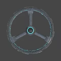 Futuristic Circular Space Station Structure With Central Column And Blue Glow