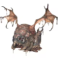Large Eyed Monstrous Creature With Leathery Wings Sharp Fangs And Dripping Mucus