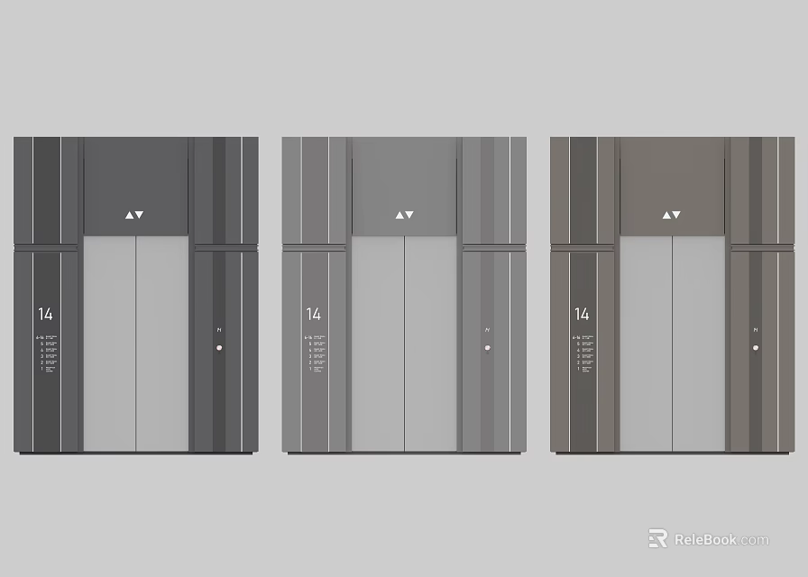 Modern Elevator Door Designs With Three Different Color Options And Sleek Panels 3d model