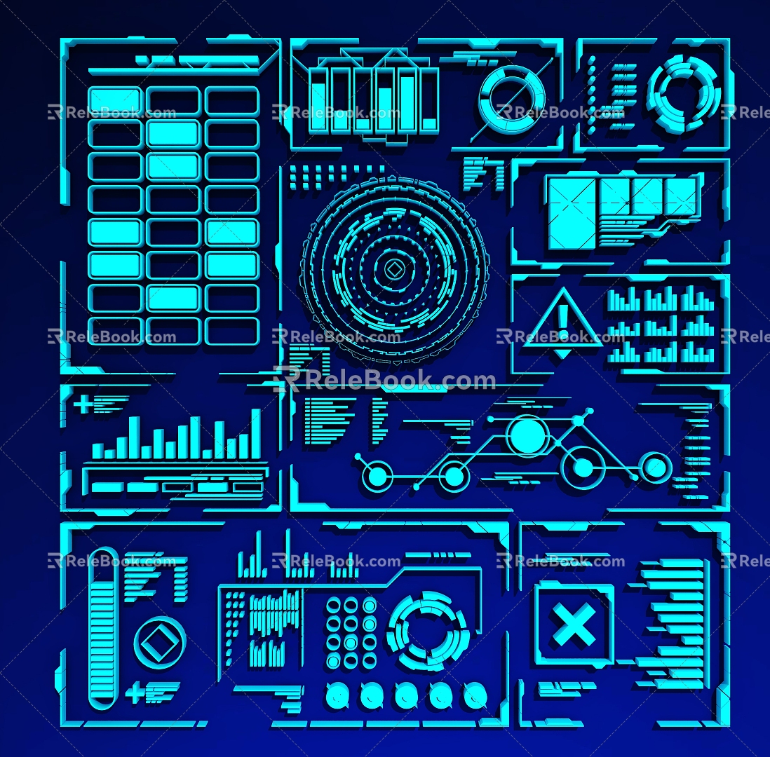 Circuit Line Technology Line Technology Elements 3d model