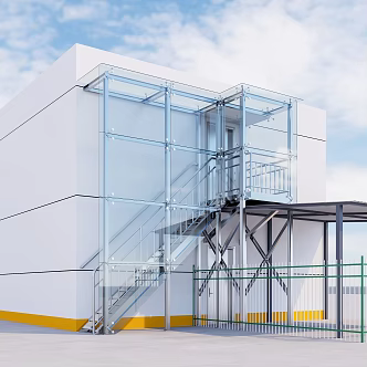modern elevator steel structure stairs 3d model