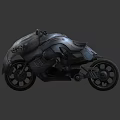 Futuristic Teal Motorcycle With Sleek Mechanical Body And Edgy Design Details