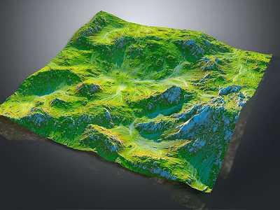 3D Garden Landscape Model with Green Hills Valleys and Pathways 3d model