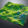3D Garden Landscape Model with Green Hills Valleys and Pathways