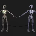 Game Movie Character Design With Glowing Red Eyes Slim Skeletal Body And Color Variants