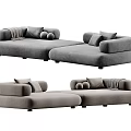 Gray Modern Sectional Sofa Featuring Soft Cushions Decorative Pillows And Multiple Views 3d model