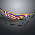 Colorful Striped Hammock With Black Metal Stand For Indoor Modern Use