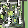 Modern Residential Landscape With High Rise Buildings Lush Gardens And Green Spaces