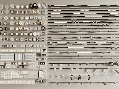 Various Types Of Downlights And Spotlights With Installation Accessories For Home Lighting 3d model