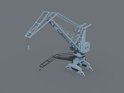 Durable Heavy Duty Industrial Crane With Extended Boom Metal Stabilizers And Structural Frame 3d model