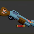 Colorful Toy Gun With Blue Body Orange Grip Cartoon Pattern And Bullet Accessories