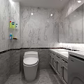 Modern Full Marble Tiled Bathroom With Double Sink Vanity And Smart Toilet Interior Design