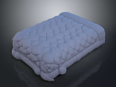 Quilted Soft Furniture Mattress With Comfortable Textured Surface And Ruffled Edges 3d model