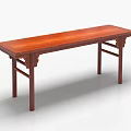 Traditional Wooden Long Table With Rectangular Surface And Sturdy Legs Design 3d model