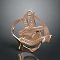 Golden Animal Head Pendant With Intricate Design And Sparkling Diamond Accents