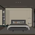 Modern Bedroom Interior Design With Large Bed Black Headboard Beige Pillows Wooden Floor And Plants
