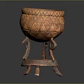 Wooden Decorative Ornament Set with Intricate Carved Patterns and Stand Base