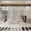 Modern Clothing Store Interior With Metallic Walls Mirror Display And Glass Tables